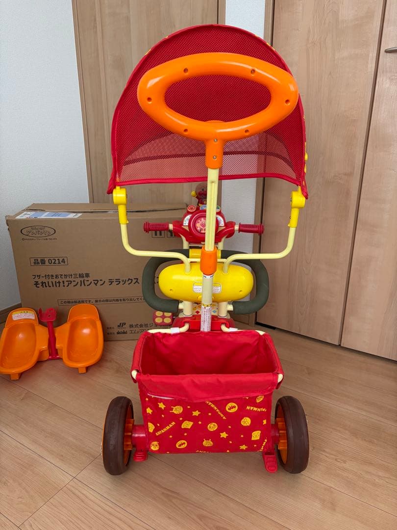 ☺︎アンパンマン 三輪車 デラックスR ブザー日除付き エコメルカリ便でお得☺︎‼︎