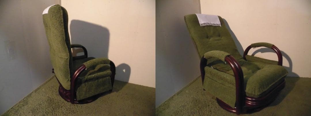 アウトレット【送料無料】高級ラタンギア式リクライニング回転座椅子【ミドル】GR