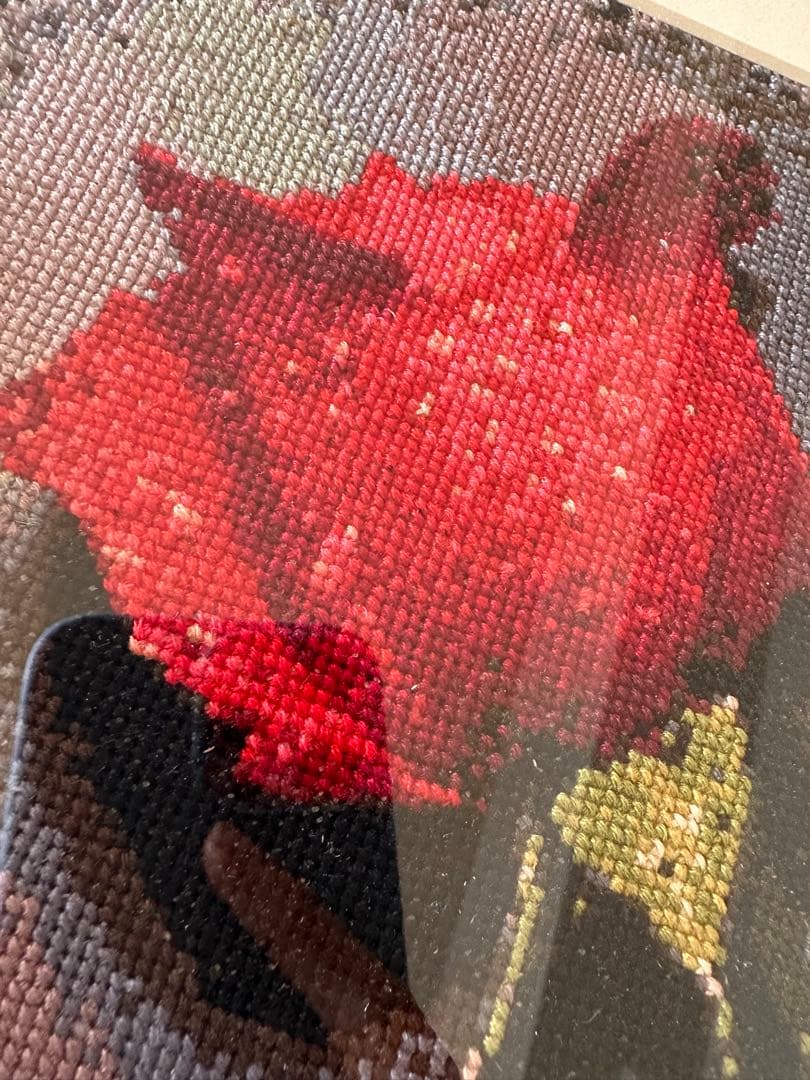 【完成品】「水滴バラ」クロスステッチ