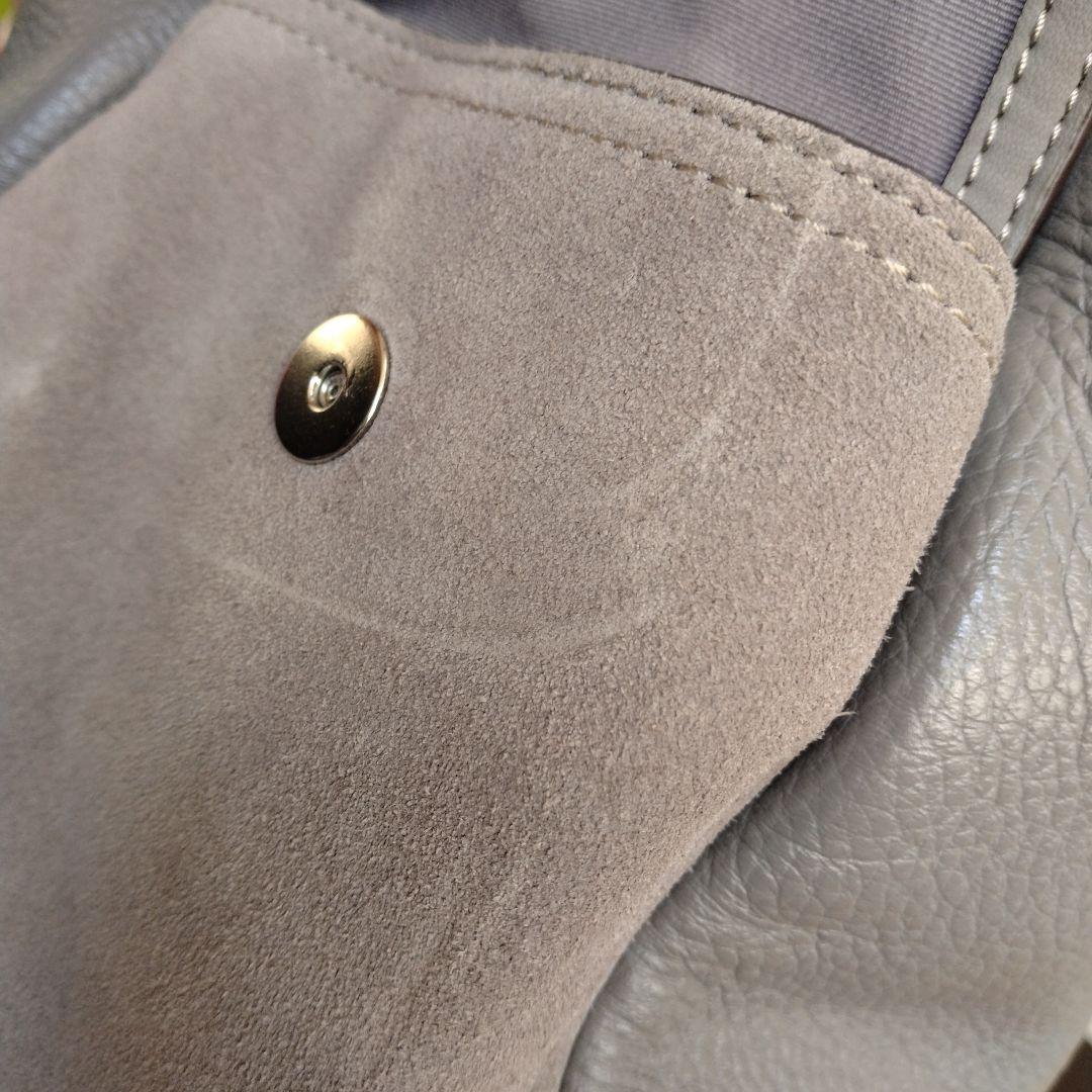 COACH レザーペニーショルダーバッグ 2Way　グレー　レザースウェード切替