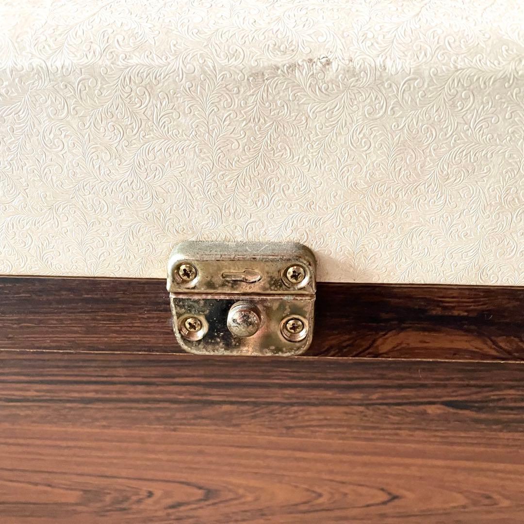 ◆昭和レトロ 収納付きスツール 小型椅子 木材 革張り ペイズリー柄 ゴールド④