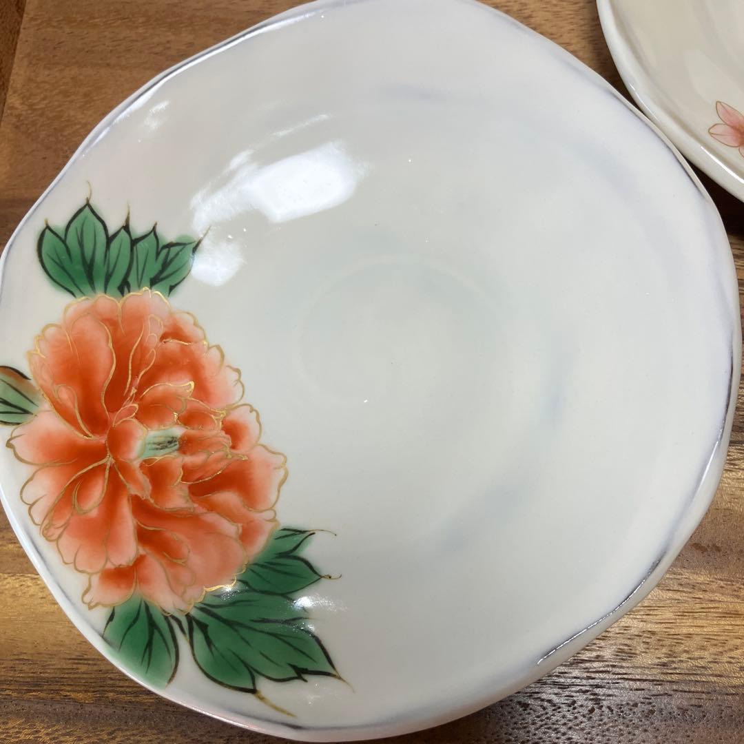 新品未使用　陶あん　京焼清水焼　色絵付け手びねり皿2枚セット