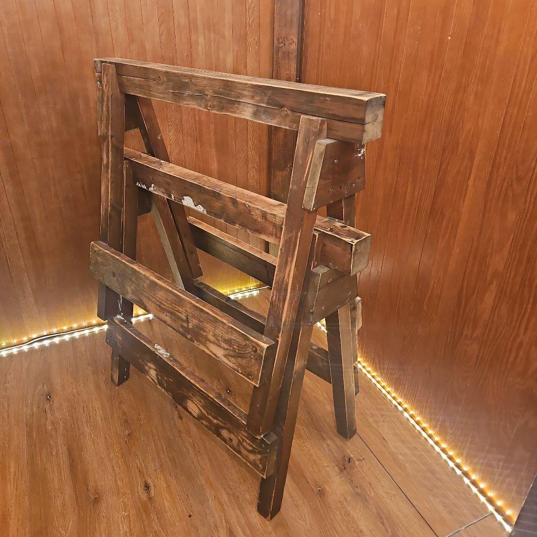 木製ソーホース　A型スタンド　テーブル脚　ヴィンテージ調ハンドメイド　２セット