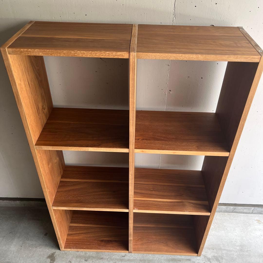 peru★無印スタッキングシェルフ３段×２列・ウォールナット材・チェスト付