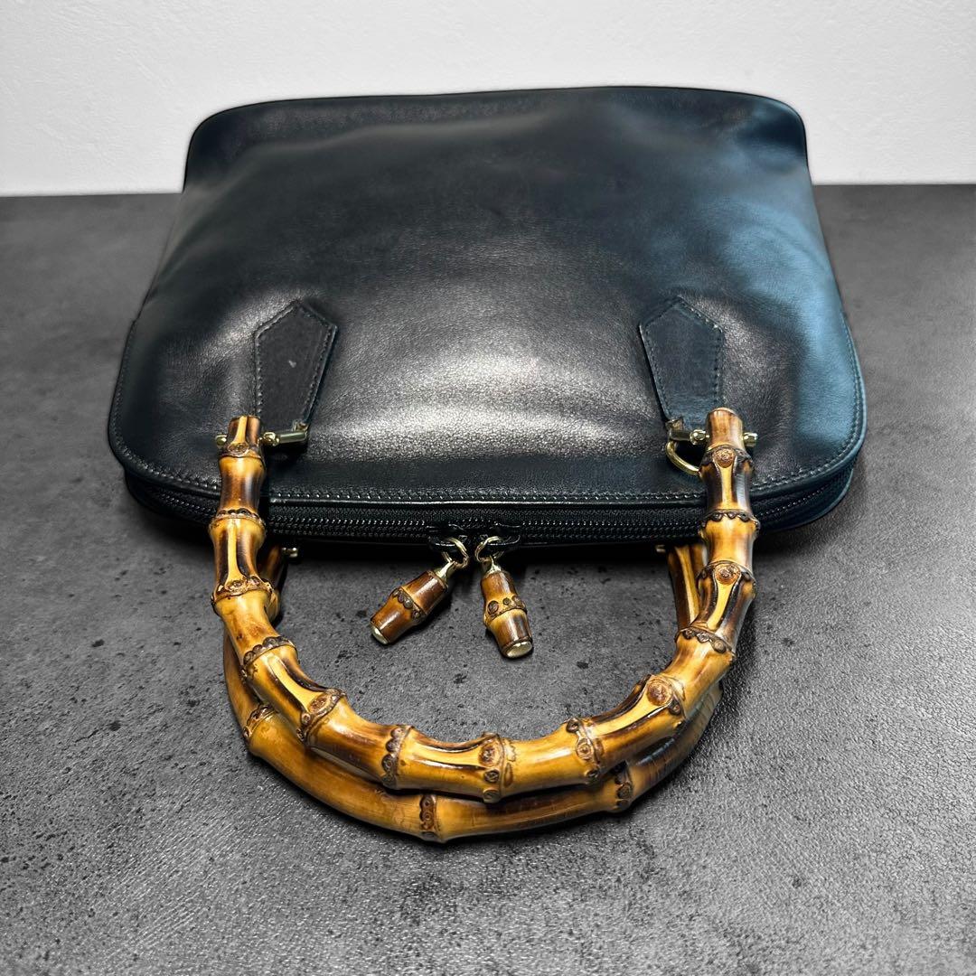 バッグ GUCCI Bamboo Leather Handbag BLACK