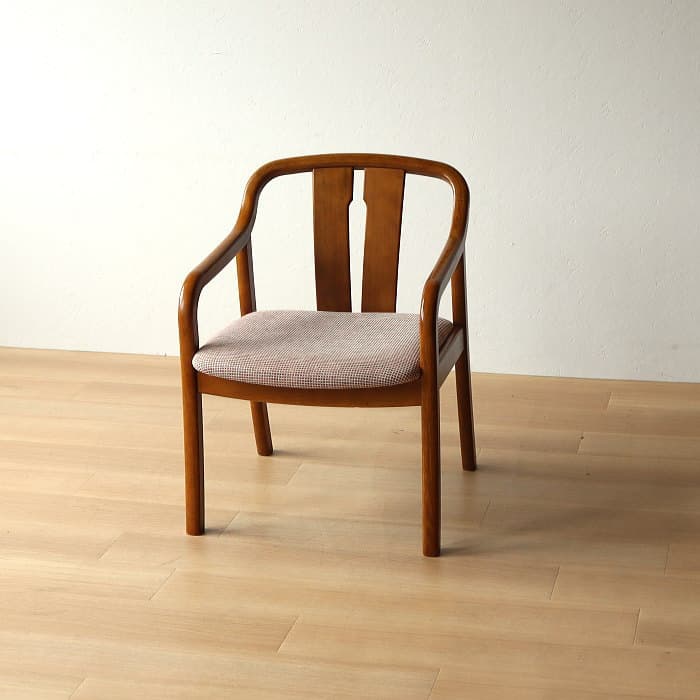 オールド カリモク アームチェア レトロ 肘付イス ②