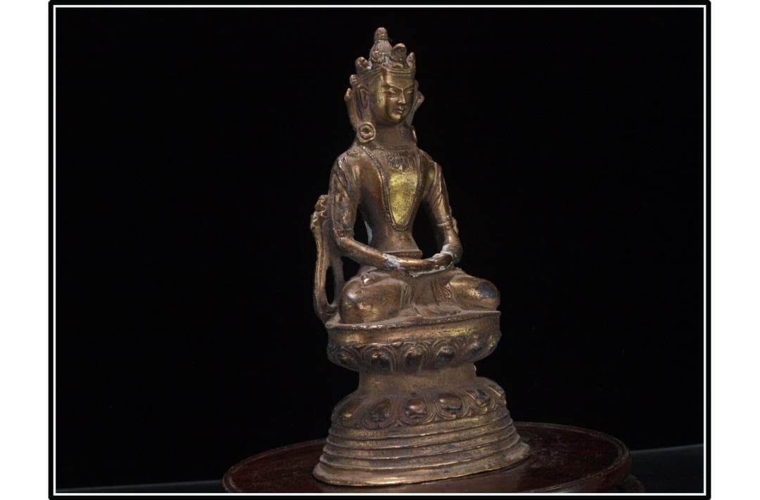 貴重品　唐時代銅製仏像　唐物骨董品 古美術 DE859B2-3