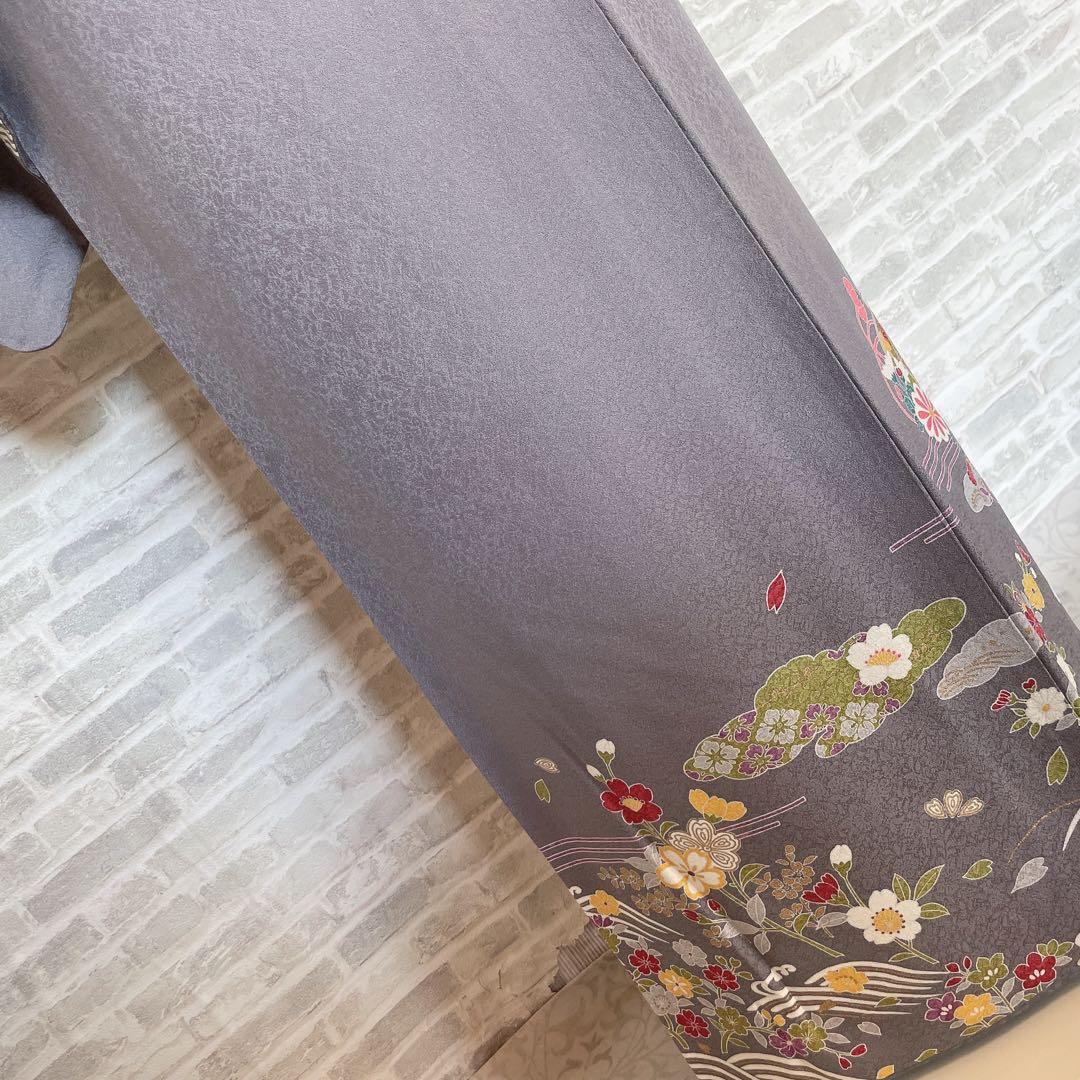 訪問着　フルセット　花ぐるま　流水　鮮やか花々　金彩加工　入学式　Q3