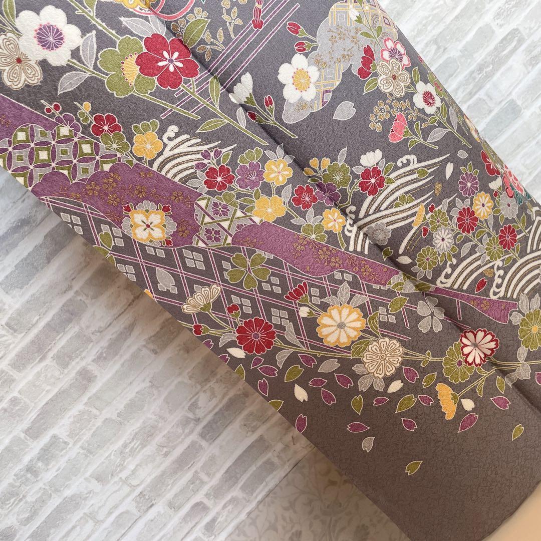 訪問着　フルセット　花ぐるま　流水　鮮やか花々　金彩加工　入学式　Q3