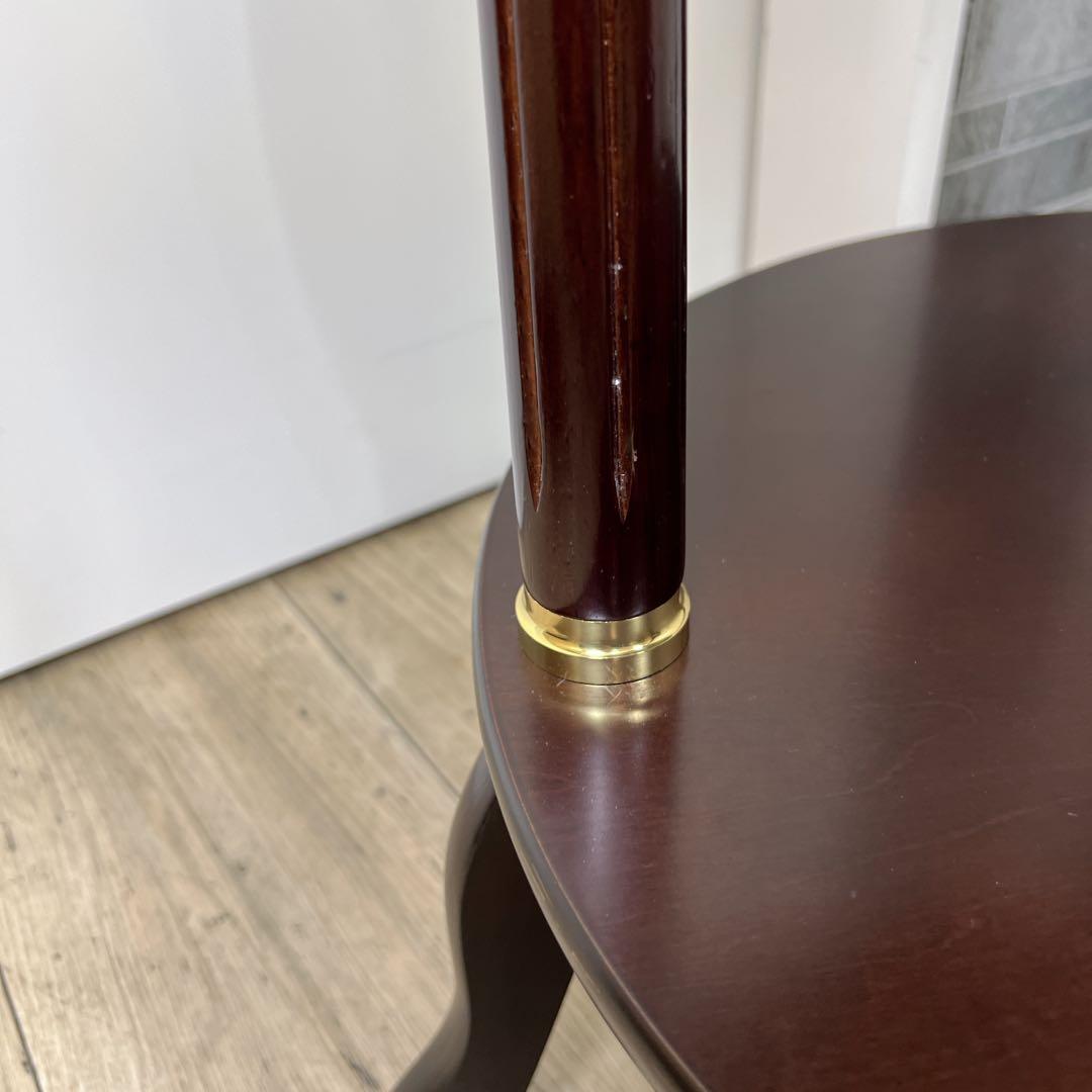 【新品】高級　アンティーク　大理石　サイドテーブル　円柱　天然木　クラシック調