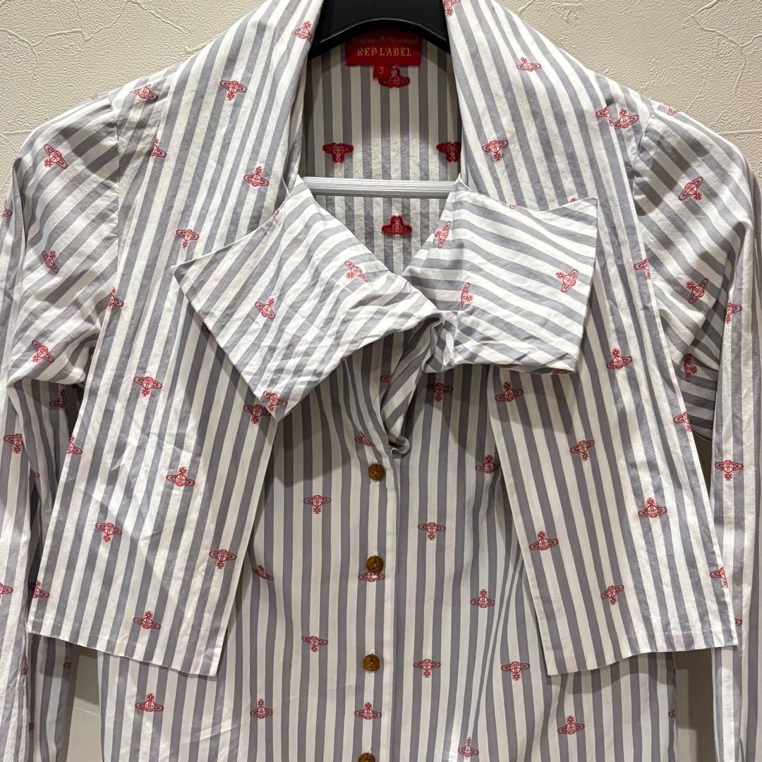 Vivienne Westwood RED LABELリボン付きストライプシャツ