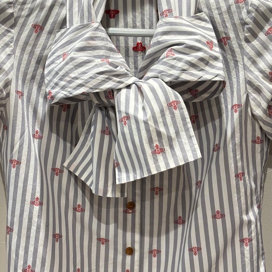 Vivienne Westwood RED LABELリボン付きストライプシャツ