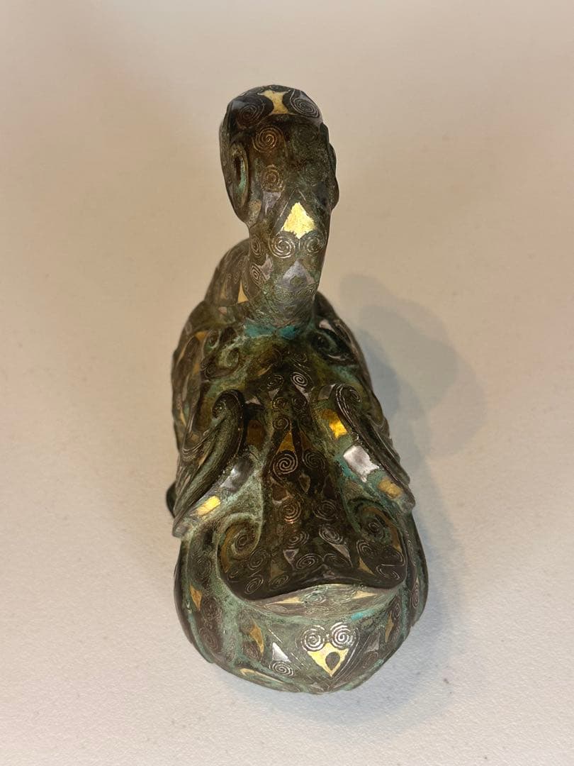 最終価格！【稀少品】中国古董 戦国時代 青銅製 鎏金錯金銀 ガチョウ置物