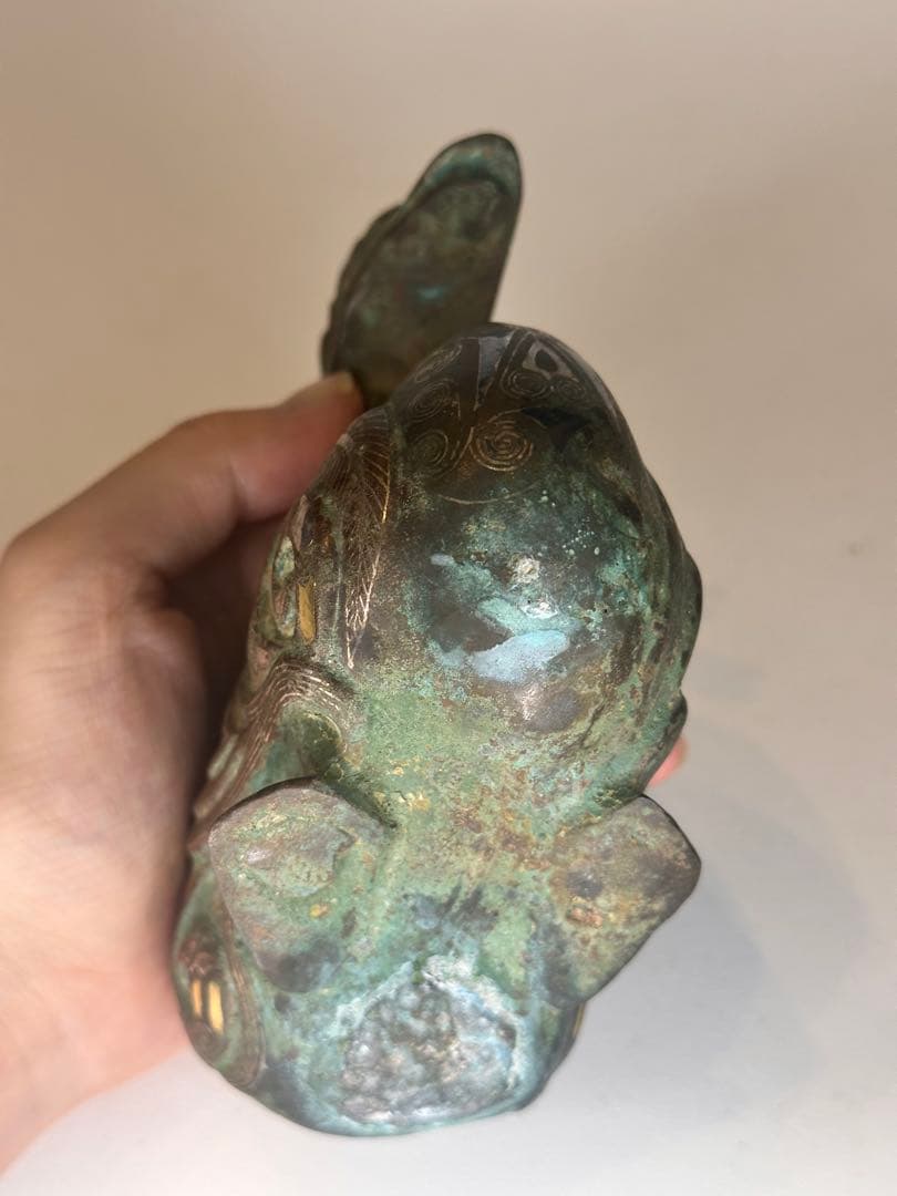 最終価格！【稀少品】中国古董 戦国時代 青銅製 鎏金錯金銀 ガチョウ置物