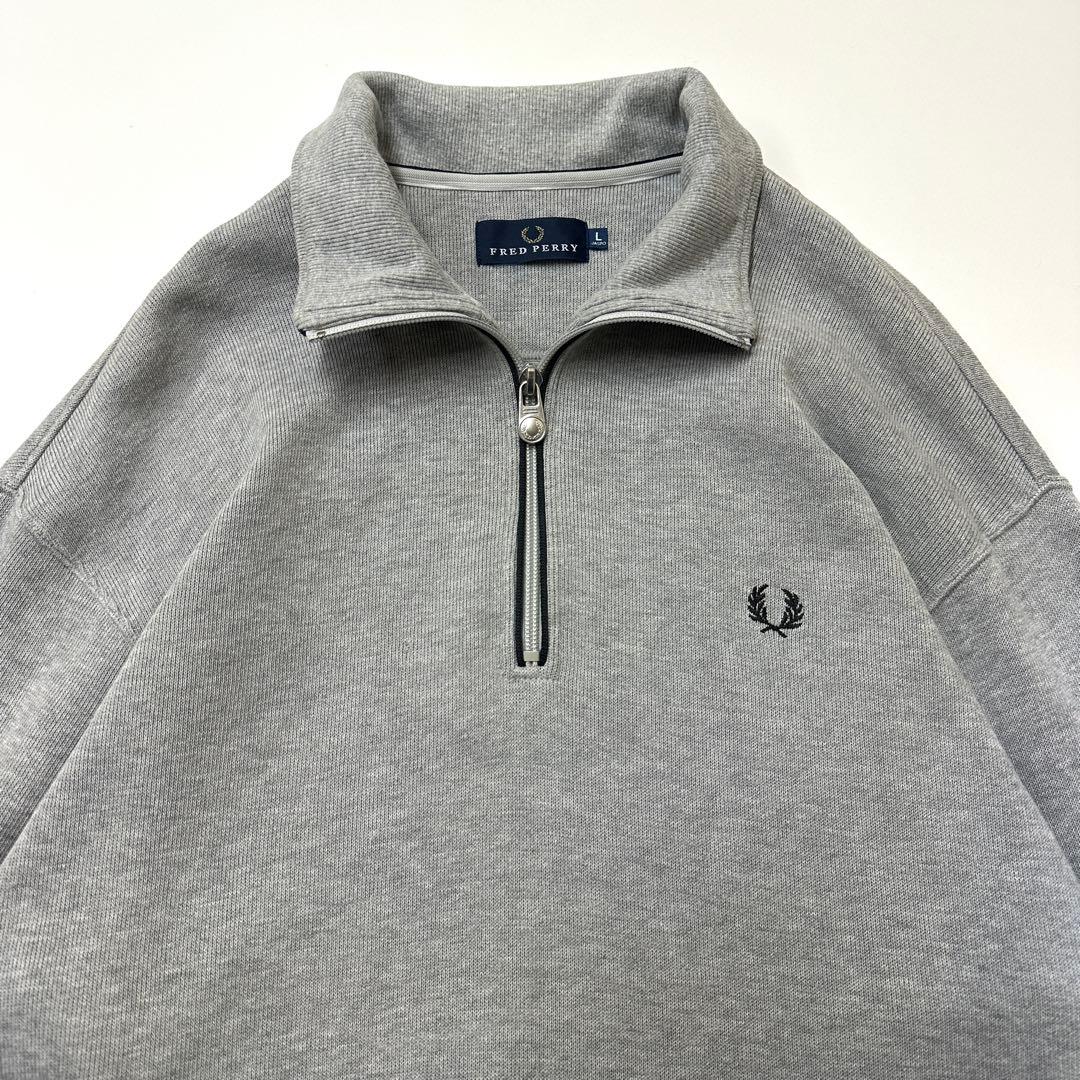 Fred Perry フレッドペリー ハーフジップ スウェット L 刺繍ロゴ