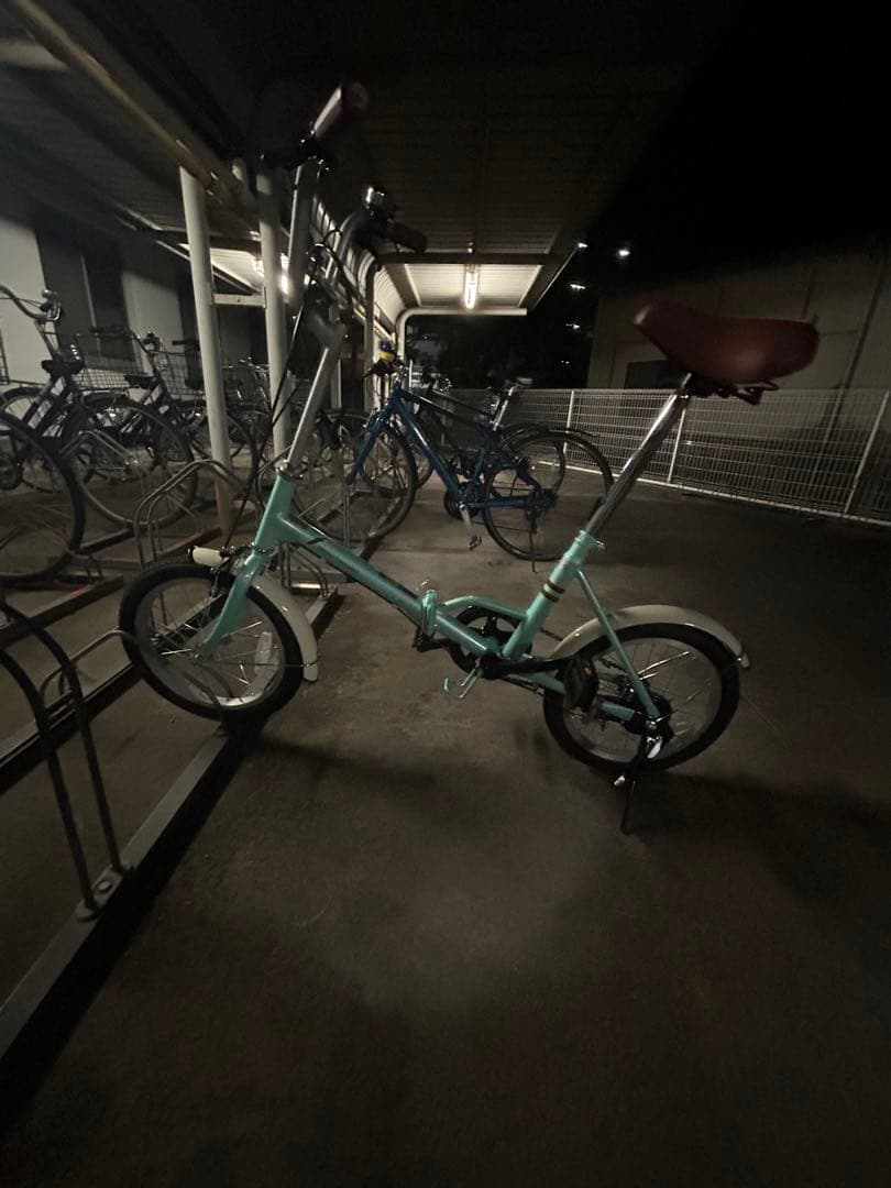 水色 アルミ折りたたみ自転車