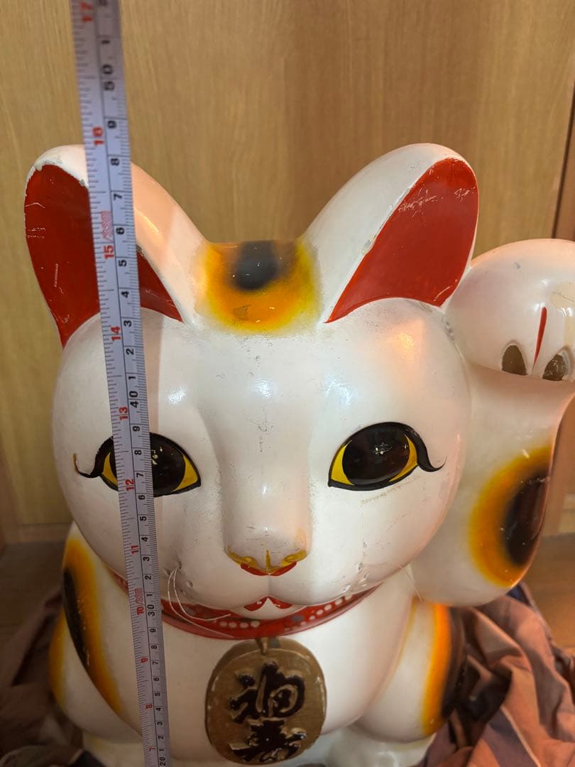 招き猫(左手) 特大 開運 アンティーク　送料込み