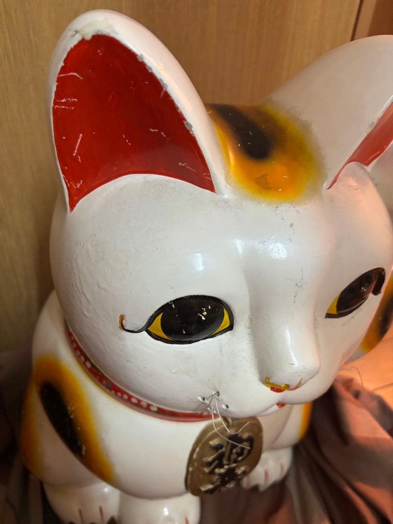 招き猫(左手) 特大 開運 アンティーク　送料込み