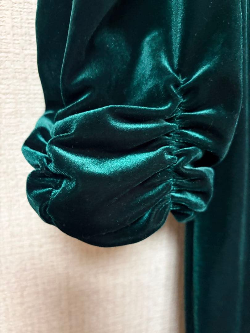 uino!☆ハワイ発ブランドダークグリーンフラダンス用ベロアドレス