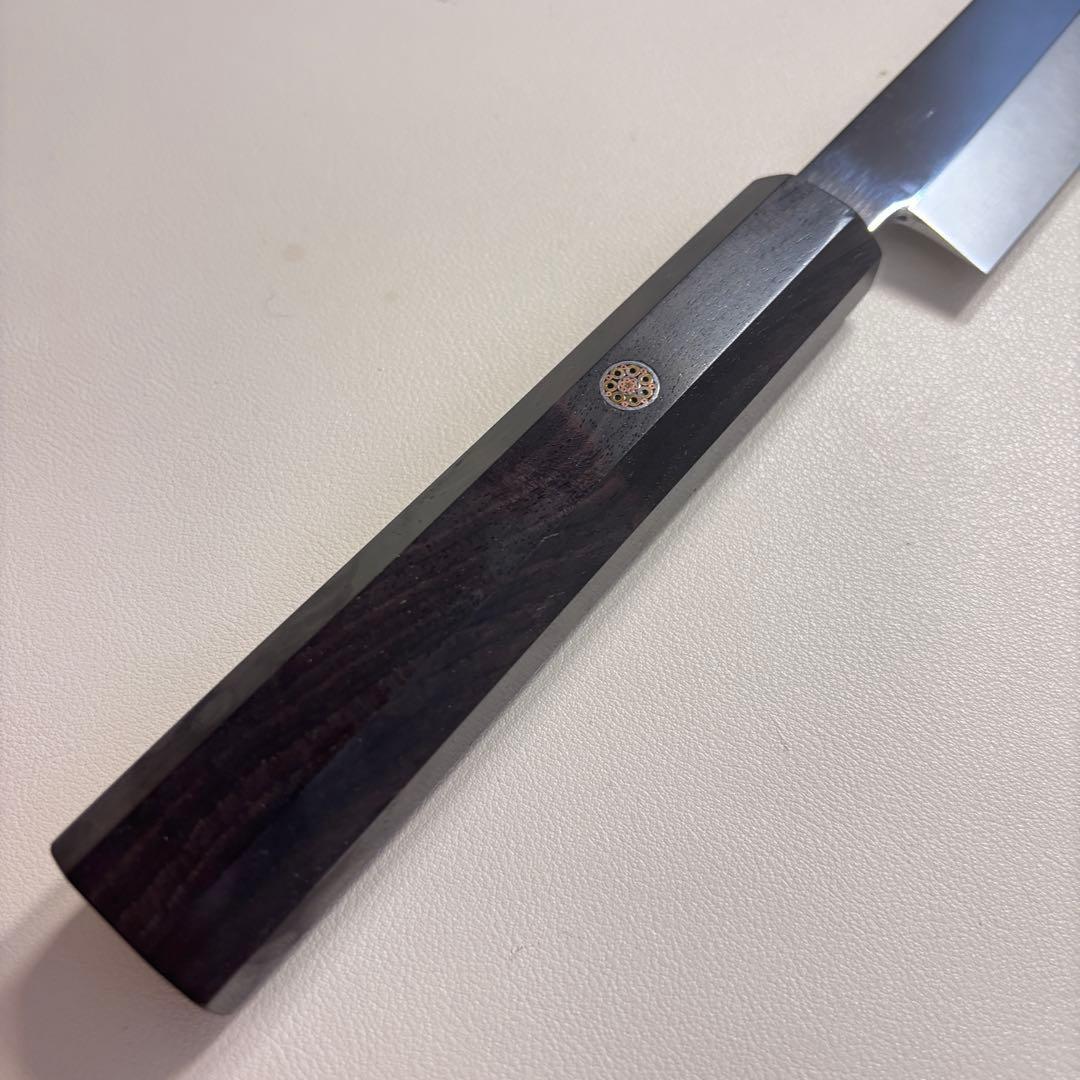 【特価限定】270mm 切付柳刃包丁 鏡面　黒檀八角柄 刺身包丁 「全鋼」'ᙀ