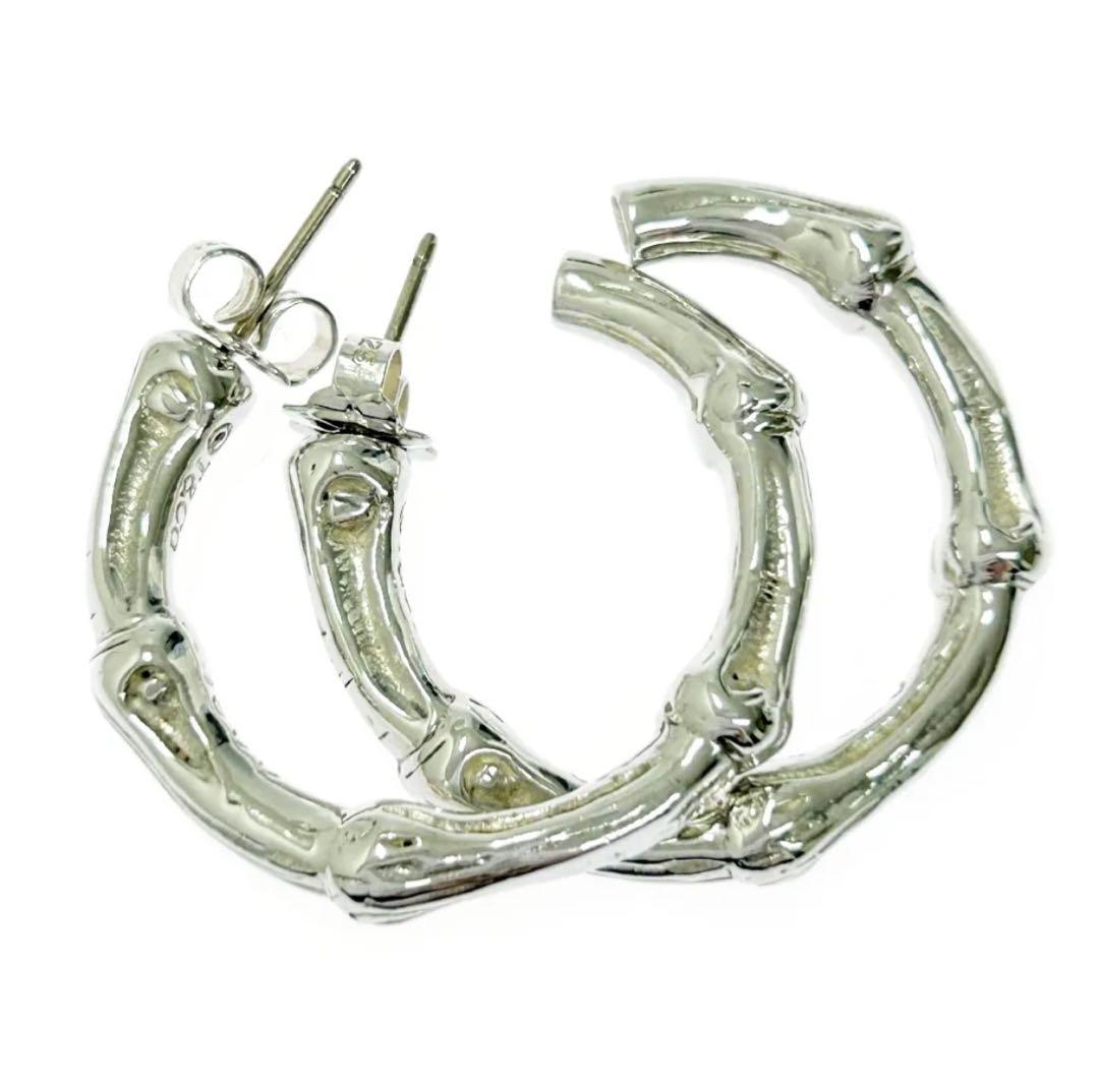 シルバーバンブーフープピアス