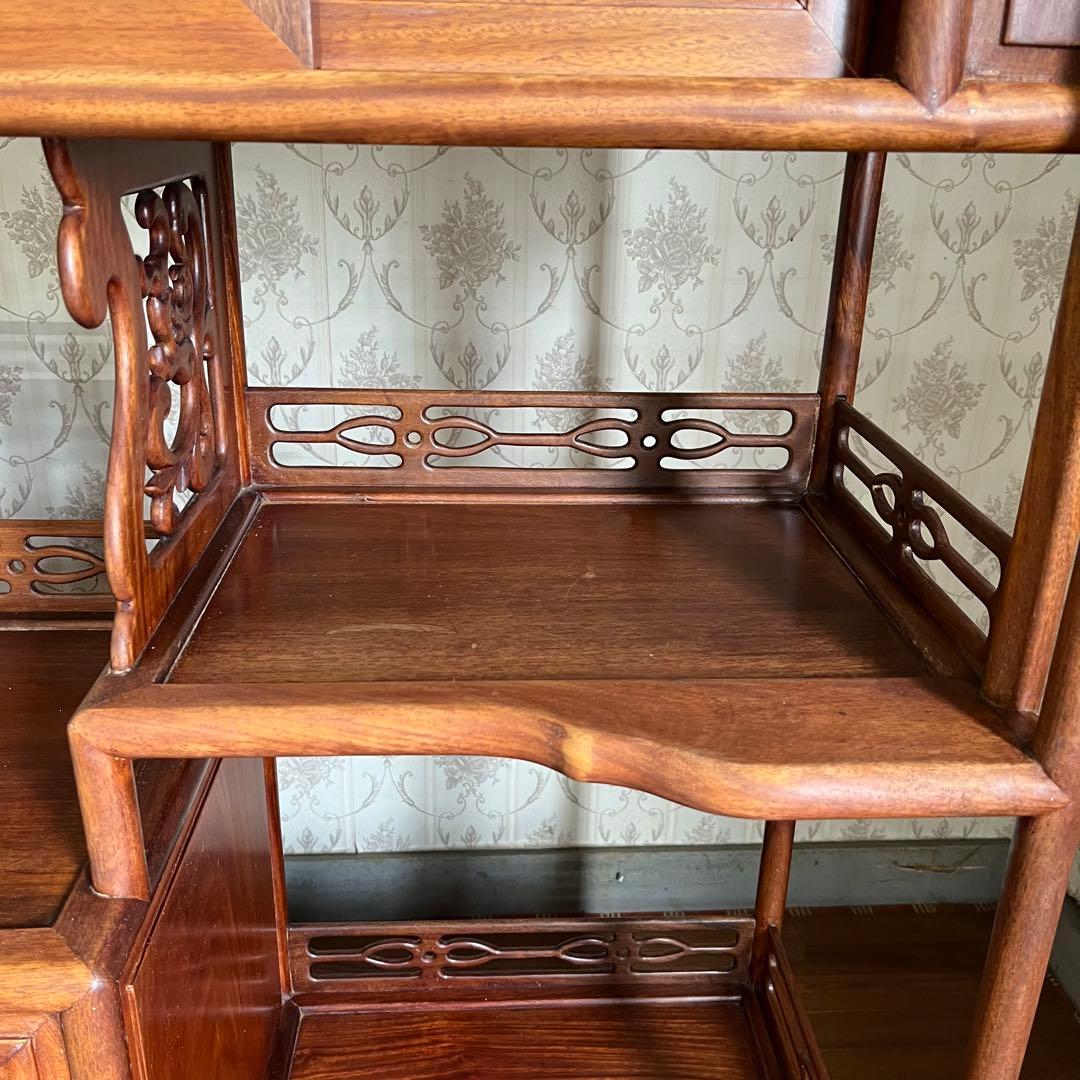 【アンティーク】中国家具 天然木 無垢材 茶箪笥 飾り棚 唐木 螺鈿細工 古家具