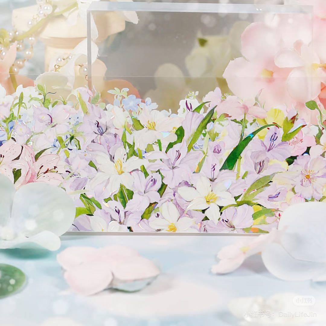 【9399】海外　マステ　2m/4m/10m巻　貝殻光マスキングテープ　お花系