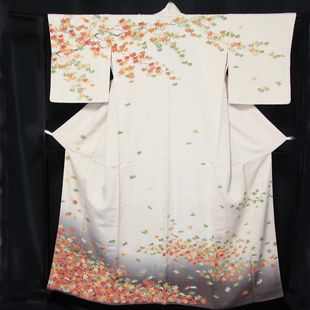十日町友禅訪問着 正絹 龍谷落款 中古 丈164cm HO-03