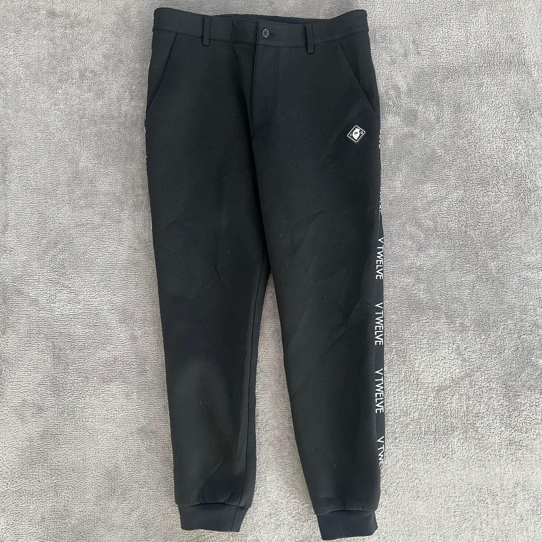 V12 ヴィトゥエルブ ダンボールニット　サイドロゴ　イージーパンツ　メンズ　黒