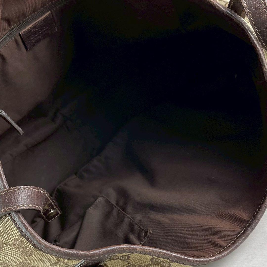 美品 グッチ GGキャンバス ショルダー トート ブラウン 肩掛け A4収納可