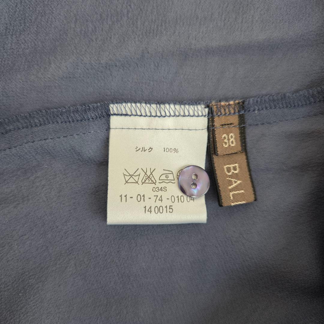 新品　BALLSEY　ブラウス　ボウタイ　シアー　M　シルク　シェルボタン