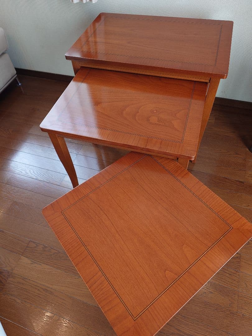 最終お値下げ！〈セルバ社〉イタリア家具☆木製ネストテーブル 3段式 ブラウン