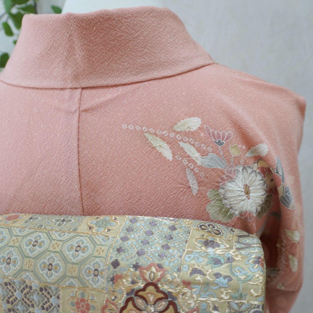 訪問着フルセット　正絹　卒業式　入学式　お宮参り【訪問着、袋帯、帯締め、帯揚げ】