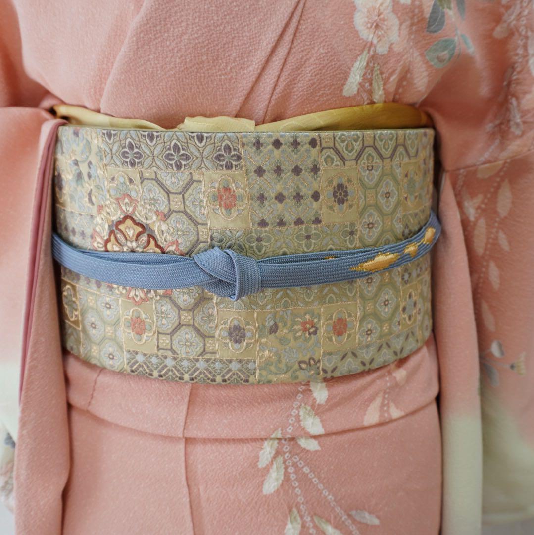 訪問着フルセット　正絹　卒業式　入学式　お宮参り【訪問着、袋帯、帯締め、帯揚げ】