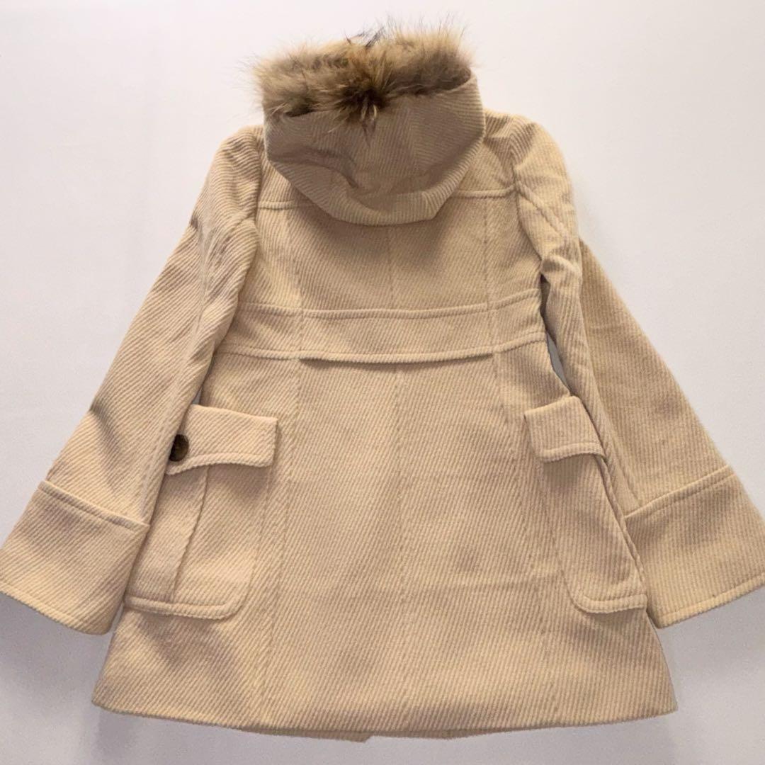 バーバリーブルーレーベル ノバチェック ウールコート アンゴラ混 リアルファー