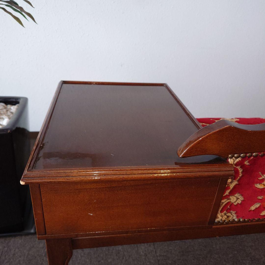 イタリア製　金華山織り　Rosso　テレフォンベンチ　猫脚　クラシックスタイル