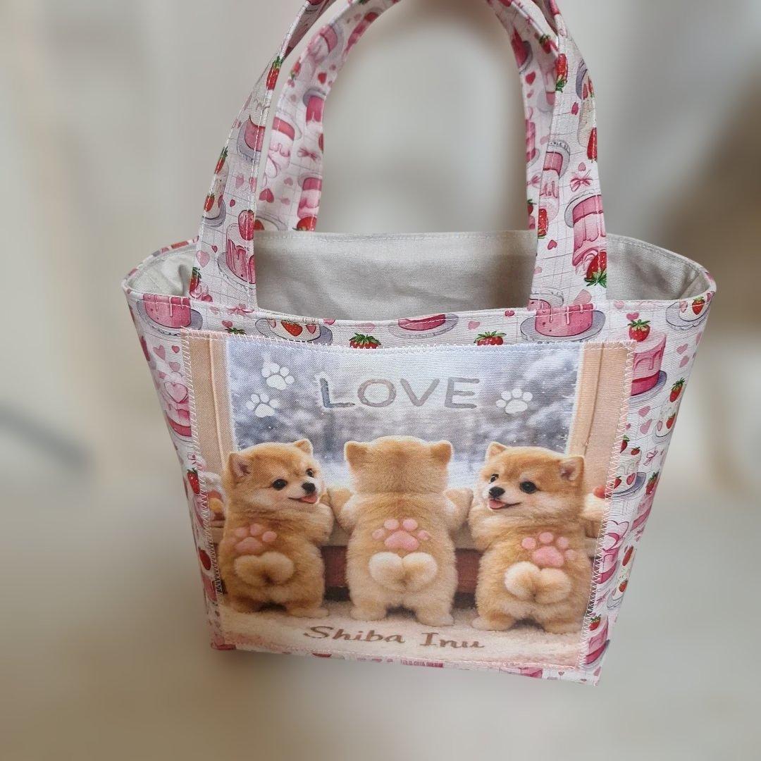 激レアねこパネル生地　ハンドメイド　ミニバック　布バスケット