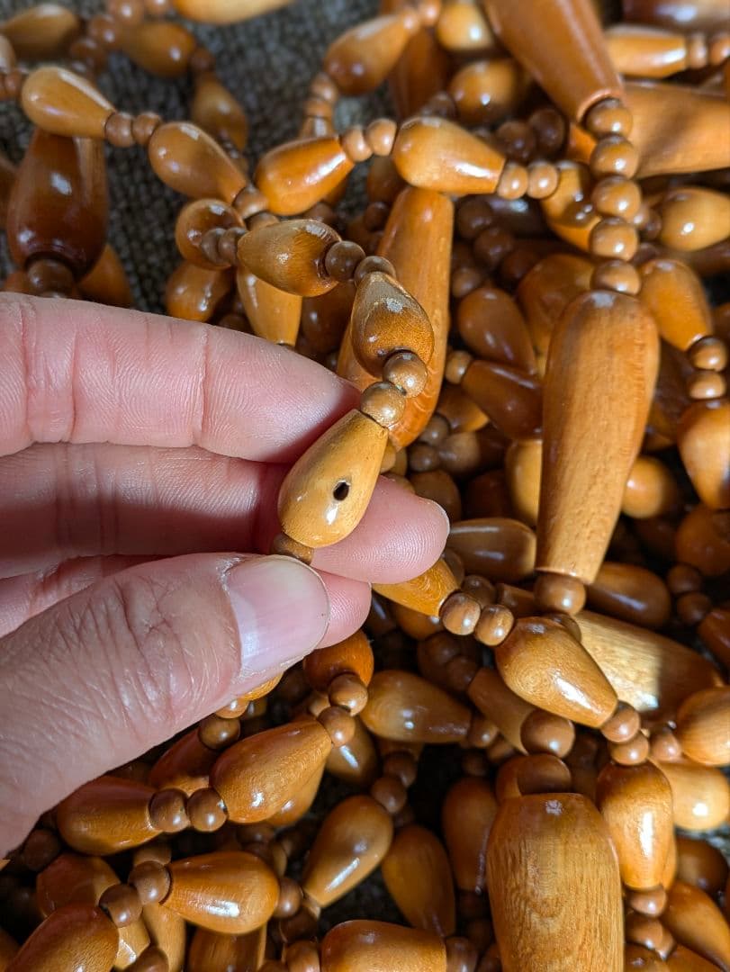 木製 珠のれん　すだれ ロング　レトロ　アンティーク　暖簾　昭和　珠暖簾