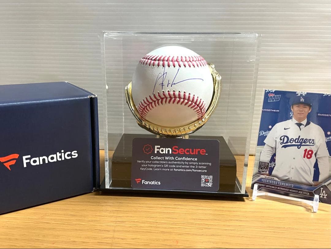 山本由伸　直筆サインボール18 Fanatics、MLB認証ホログラム付き