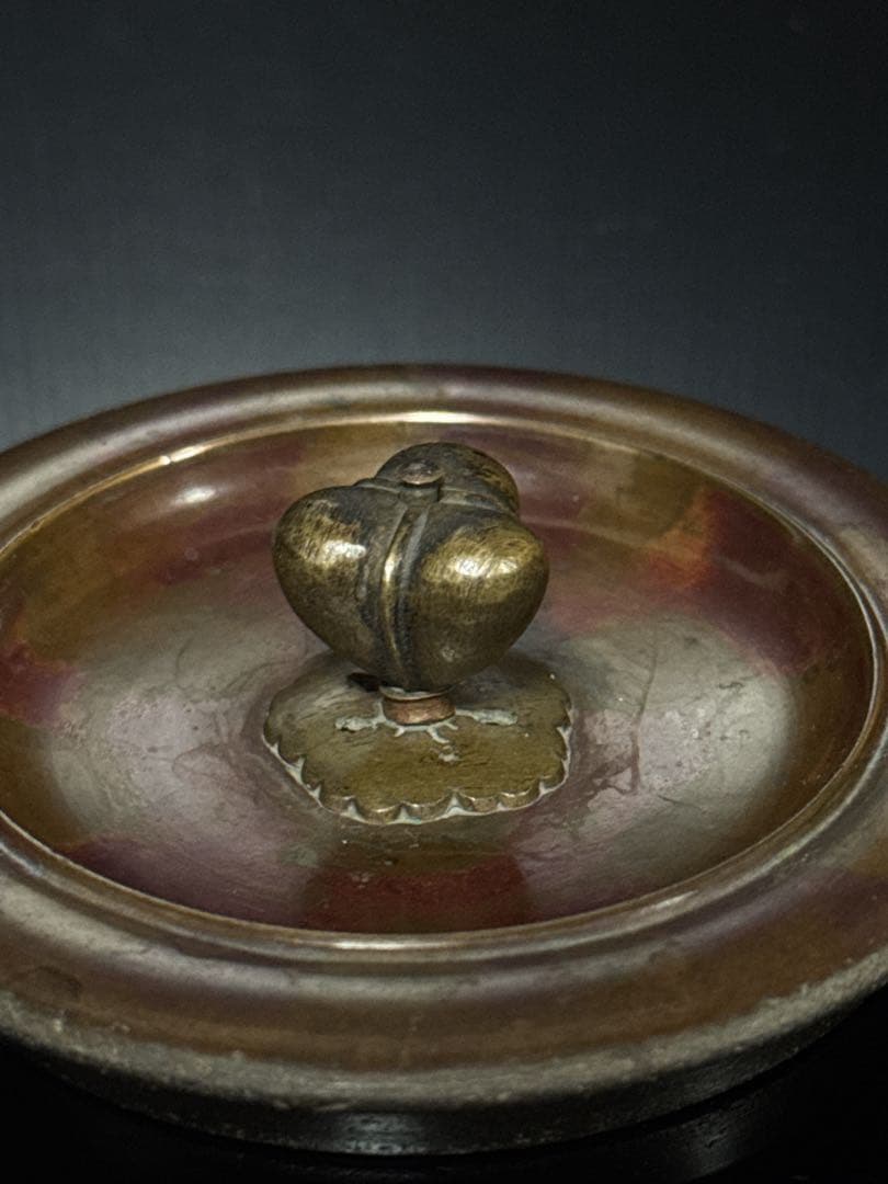 龍文堂 安之介 造 道安形 提手銀象嵌 斑紫銅蓋 鉄瓶 共箱付 茶道具