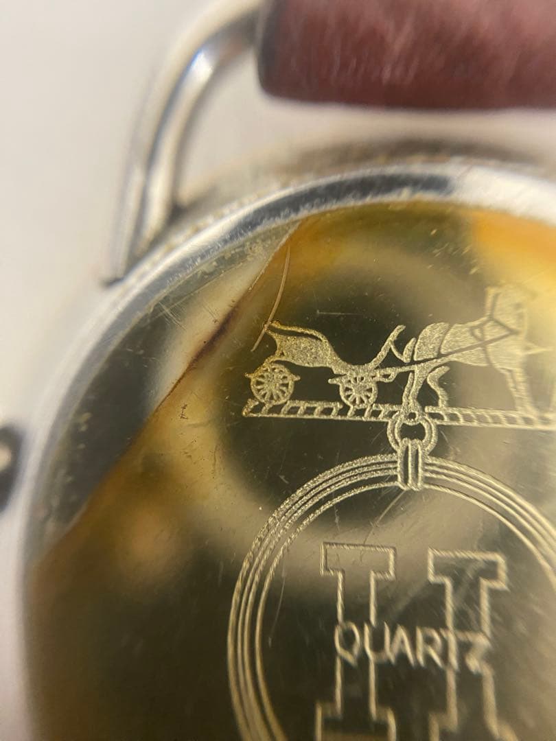 3-1935 エルメス アルソー QZ ボルドー文字盤 レディース腕時計