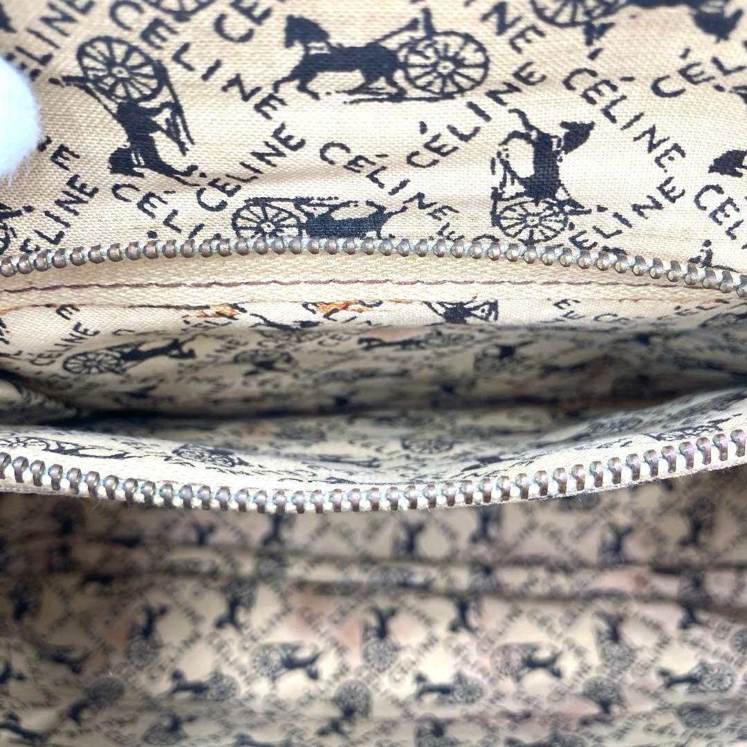 美品✨CELINE セリーヌ ショルダーバッグ 馬車 金具 レザー ブラウン