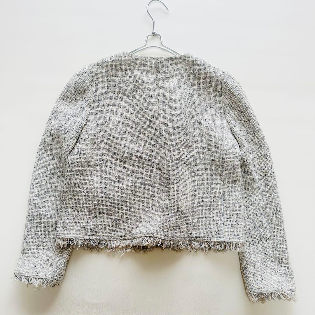 美品　セオリーリュクス　ノーカラーツイードジャケット　フォーマル　セレモニー　M