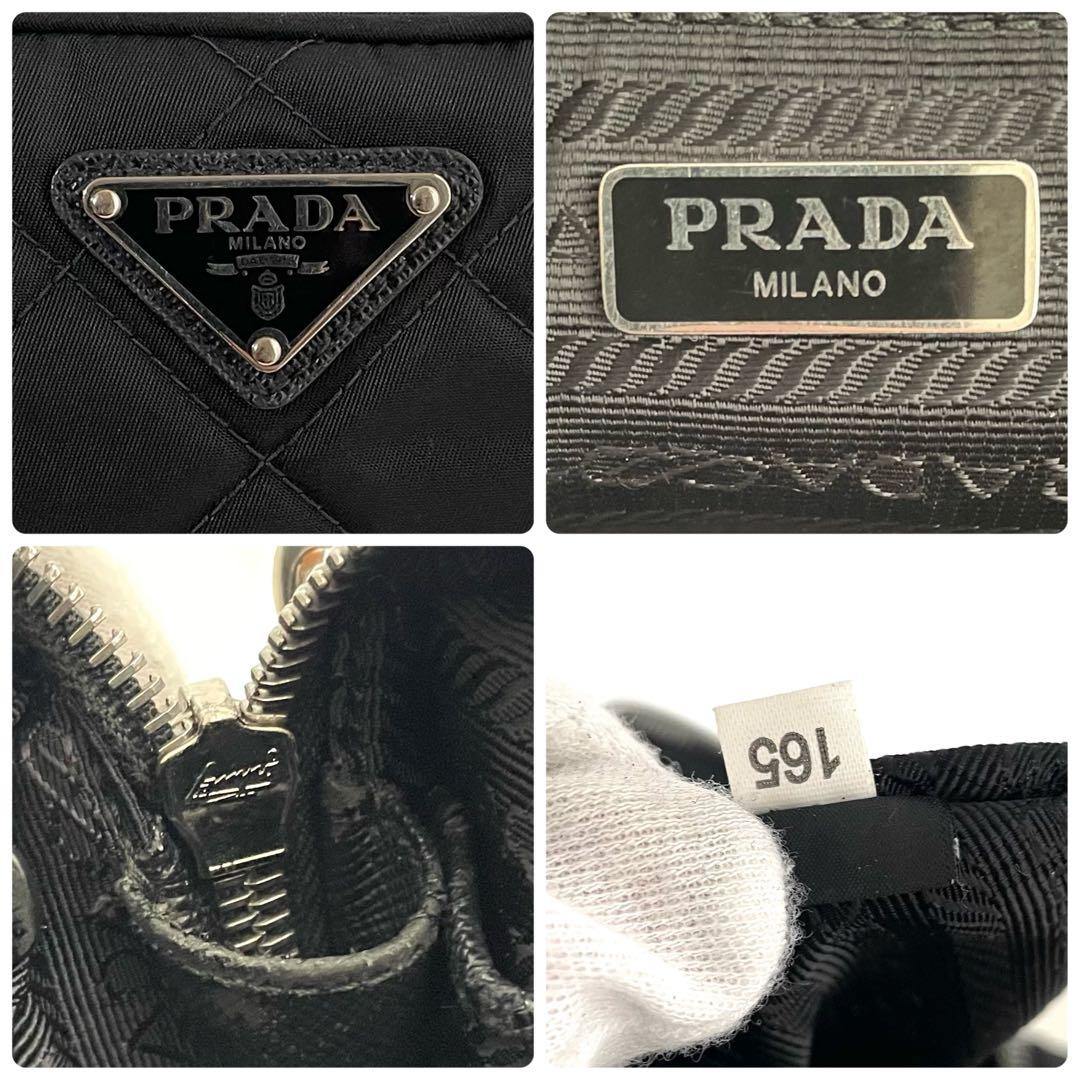 【良品】PRADA プラダ 2way チェーン ハンドバッグ キルティング 黒