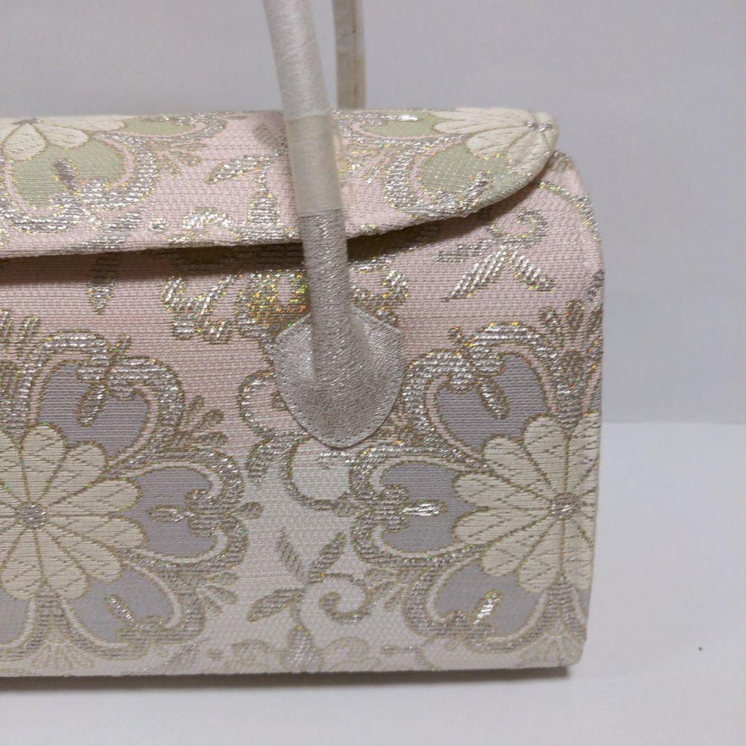 和装バッグ　かぶせ　七宝つなぎ　シルバー　利休バック　ガード加工済　衿秀　和想庵