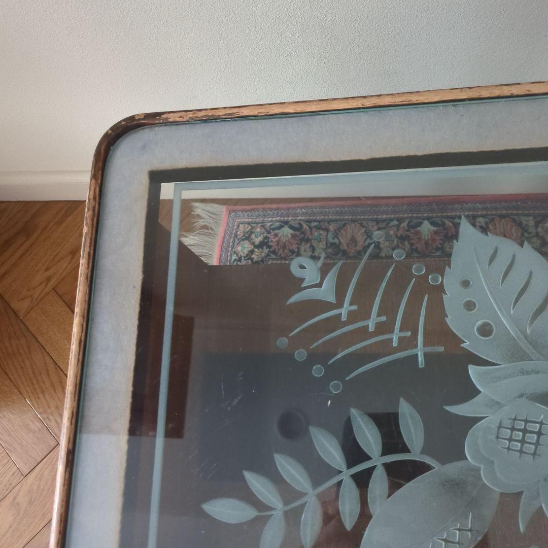 木製　サイドテーブル　テーブル　机　ガラス天板　ガラス