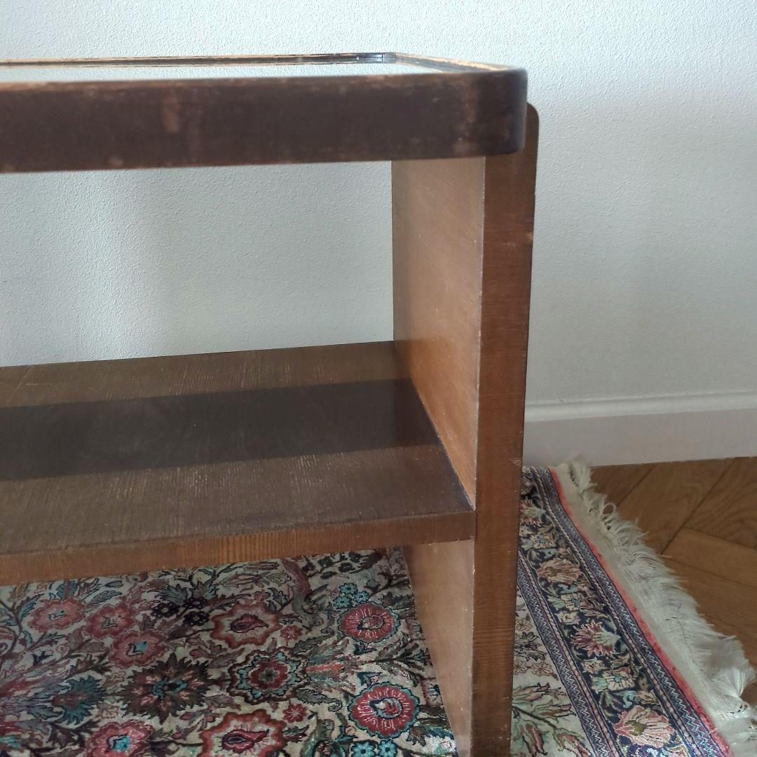 木製　サイドテーブル　テーブル　机　ガラス天板　ガラス