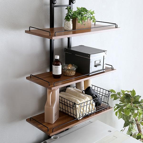 売れてます！！突っ張り ランドリーラック 洗濯機ラック【シャビ―オーク】