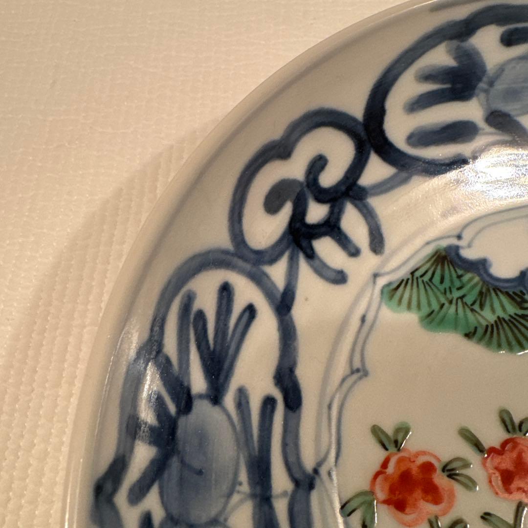 堀畑蘭 6寸深皿 松と白犬