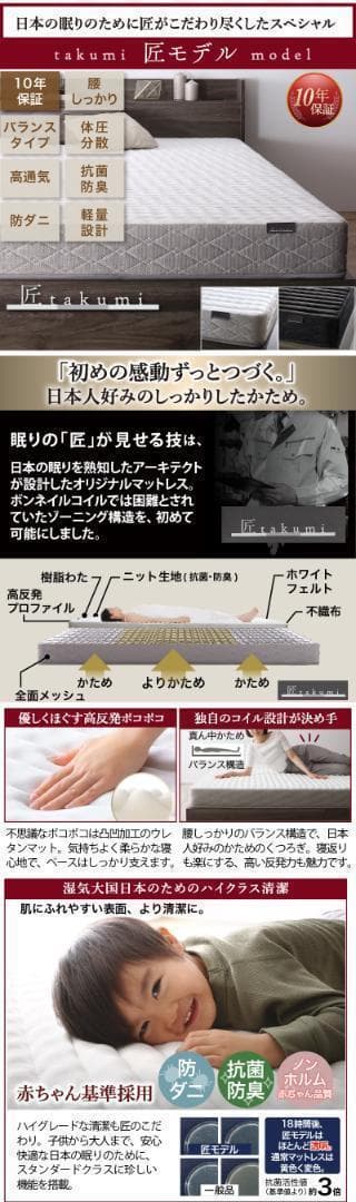 セール！新品 送料込 ダブルベッド 収納 棚 2口コンセント マットレス付 NW